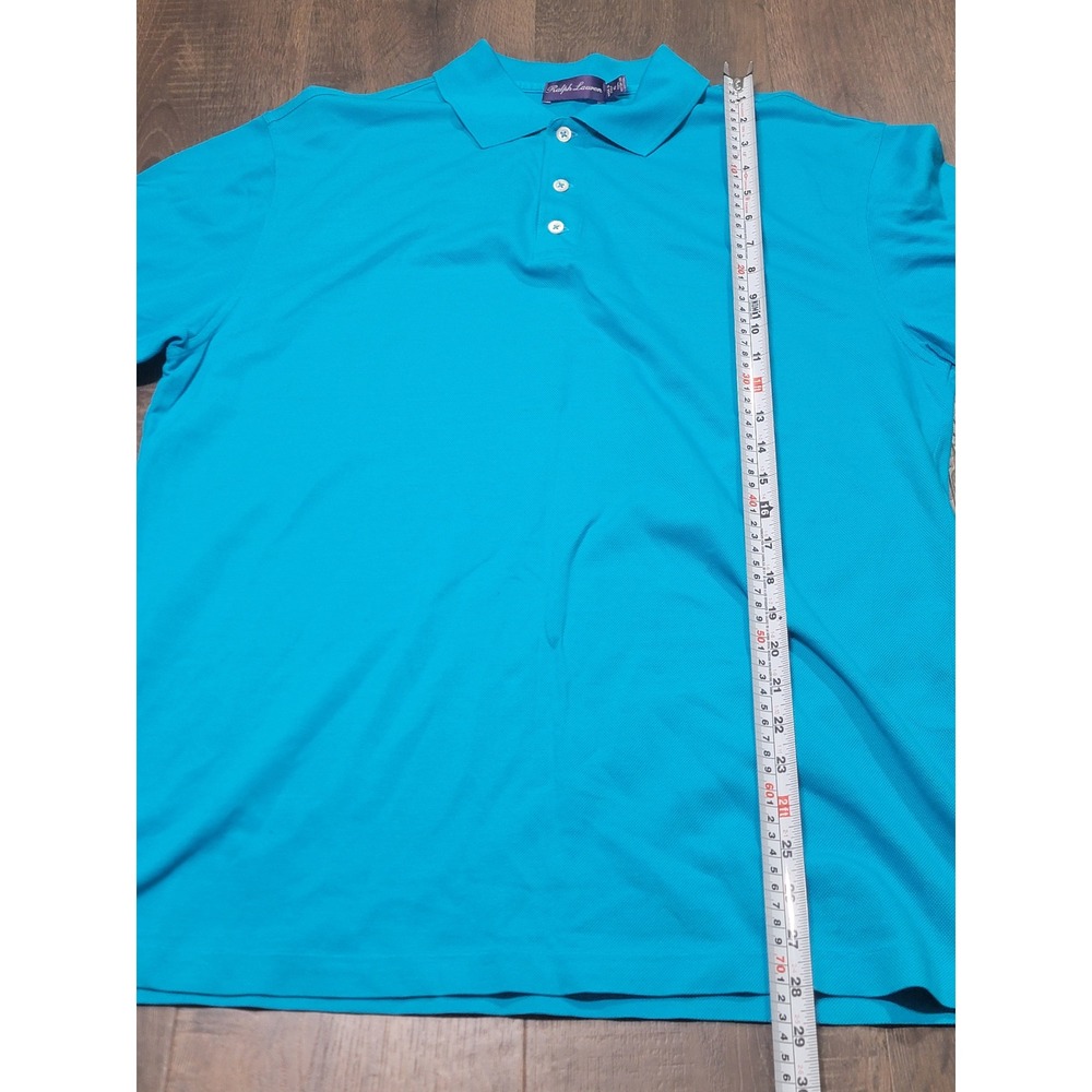 Ralph Lauren Purple Label Polo Shirt Mens XL Turquoise Blue Mercerized Cotton IT